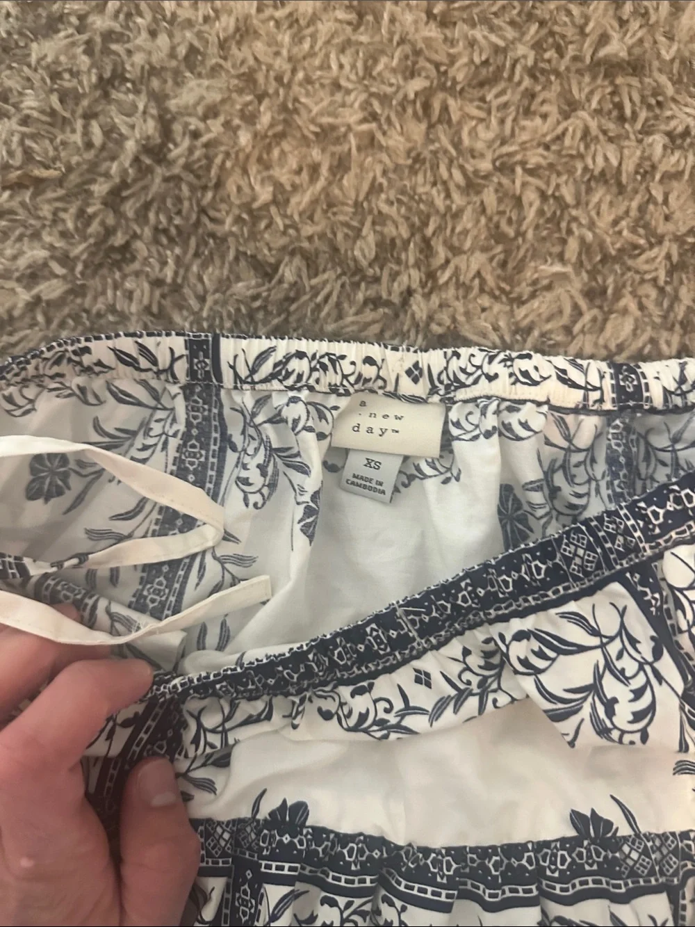 a new day tie mini skirt cream and blue NWT 5